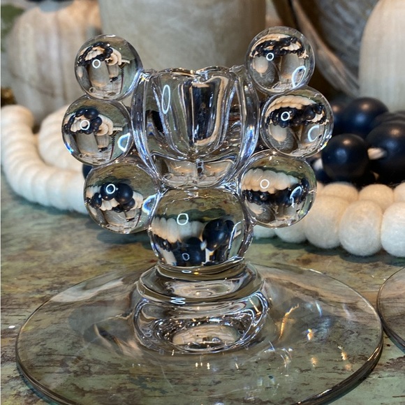 Antique Art Deco Bubble & Tulip Glass Candlestick set of 2 - Picture 4 of 8